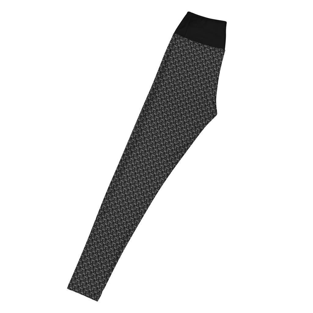 AC High-Rise Leggings in white — left side view, contour fit, all-over print design, by Agilis Cultus