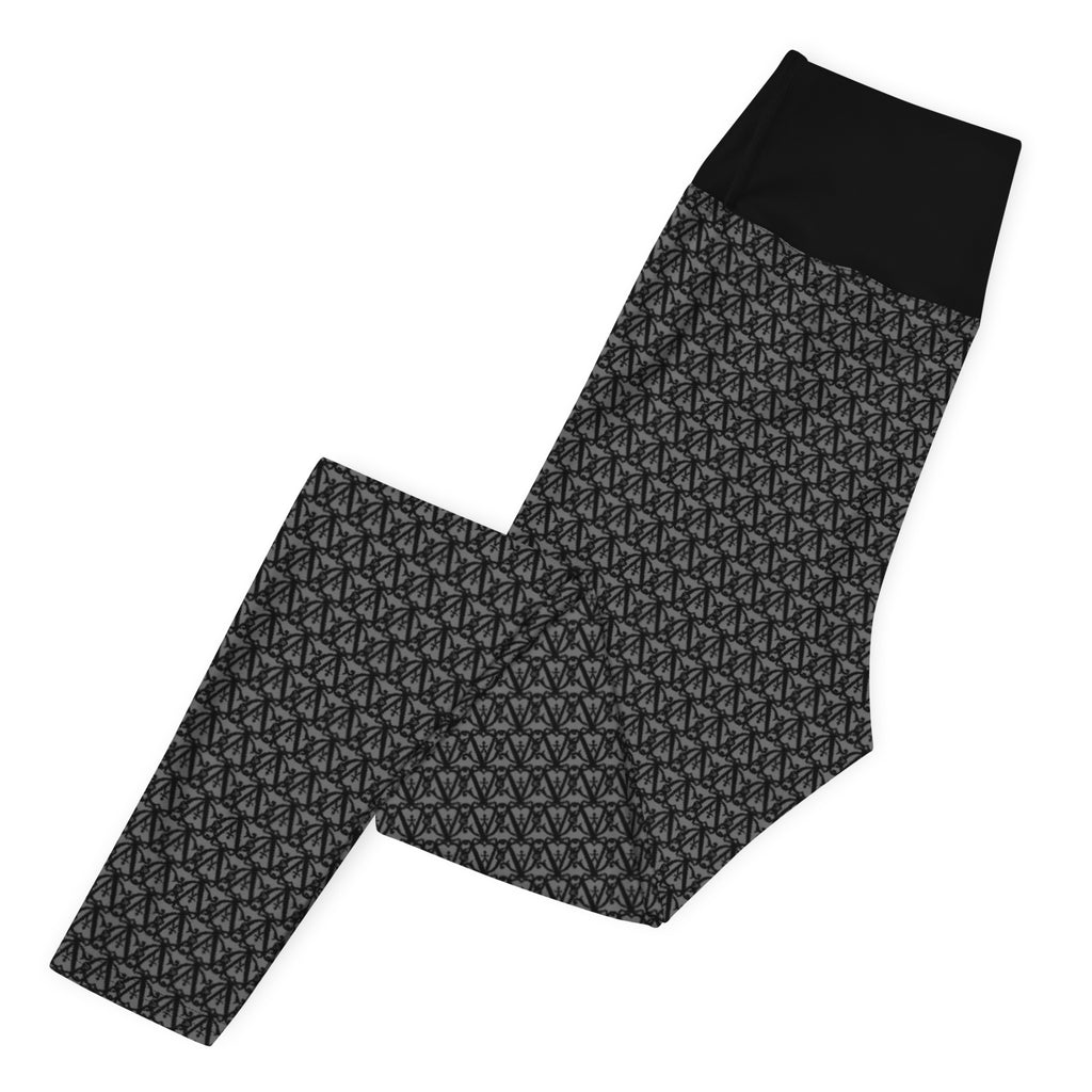 AC High-Rise Leggings in white — left side close-up, contour fit, all-over print design, by Agilis Cultus