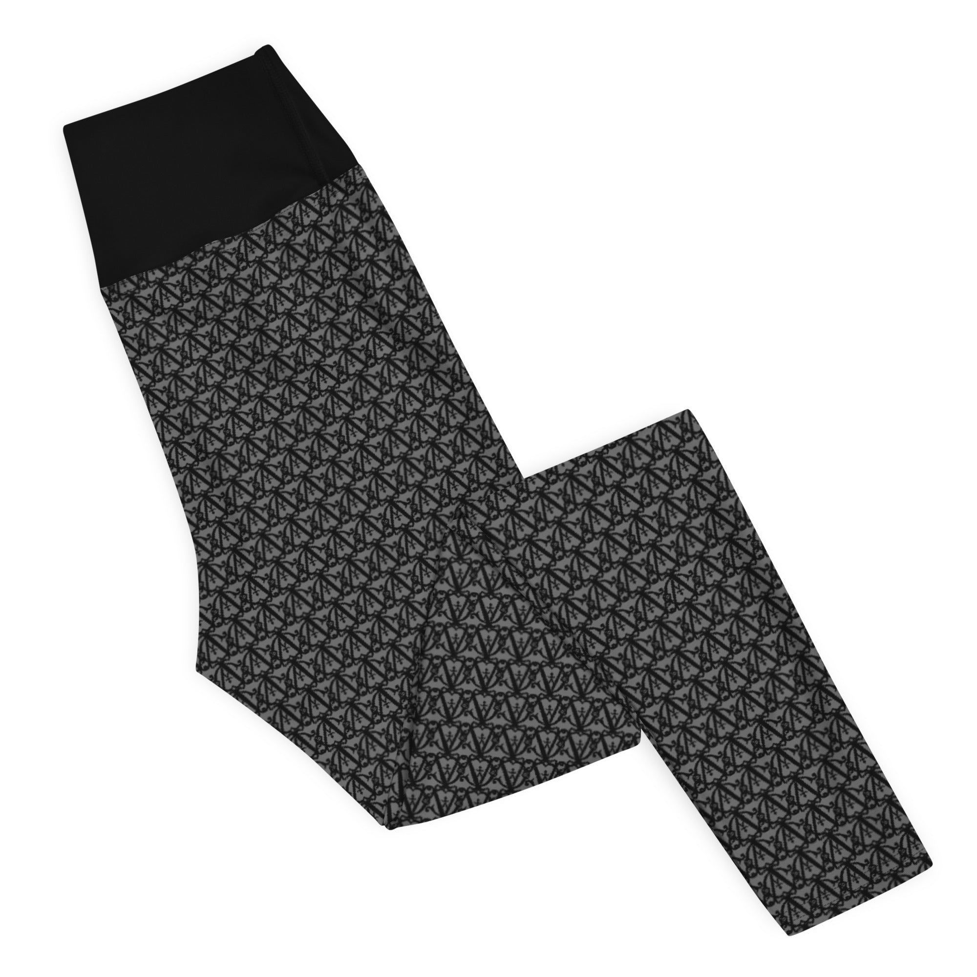 AC High-Rise Leggings in white — right side close-up, contour fit, all-over print design, by Agilis Cultus