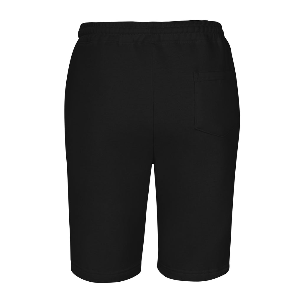 Black Agilis Cultus men’s heavy fleece shorts back view showing relaxed fit, back pocket, elastic waistband, and premium streetwear construction